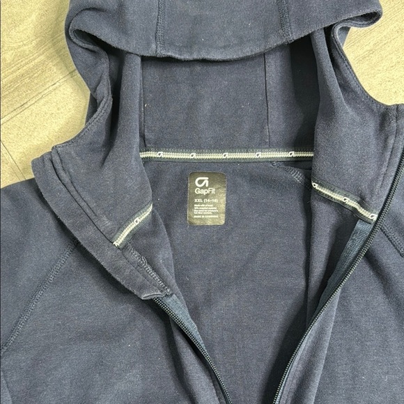 Gap Kids Vintage Soft Logo Zip Hoodie Navy Blue Hooded Zip-Up Jacket - Picture 3 of 5